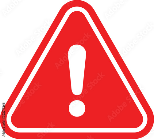 Red Caution, danger and warning sign icon vector. Exclamation mark. Attention alert or error massage