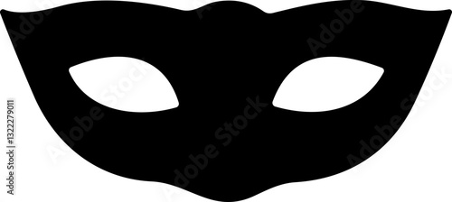 Carnival Mask Flat Icon – Black Masquerade Mask for Party, Mardi Gras, or Halloween | Vector Illustration