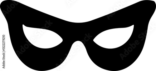 Carnival Mask Flat Icon – Black Masquerade Mask for Party, Mardi Gras, or Halloween | Vector Illustration