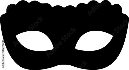 Carnival Mask Flat Icon – Black Masquerade Mask for Party, Mardi Gras, or Halloween | Vector Illustration