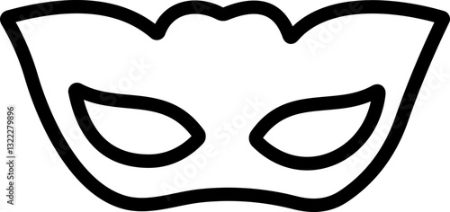 Carnival Mask Line Icon – Simple Black Masquerade Mask for Mardi Gras, Halloween, and Party | Vector Illustration