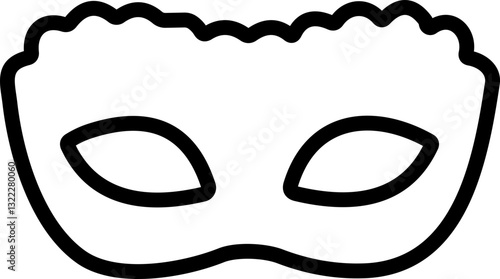 Carnival Mask Line Icon – Simple Black Masquerade Mask for Mardi Gras, Halloween, and Party | Vector Illustration