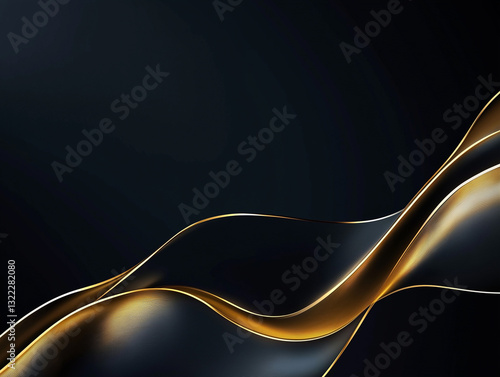 Elegant Abstract Black and Gold Waves with Luxurious Design, abstract, flowing, modern