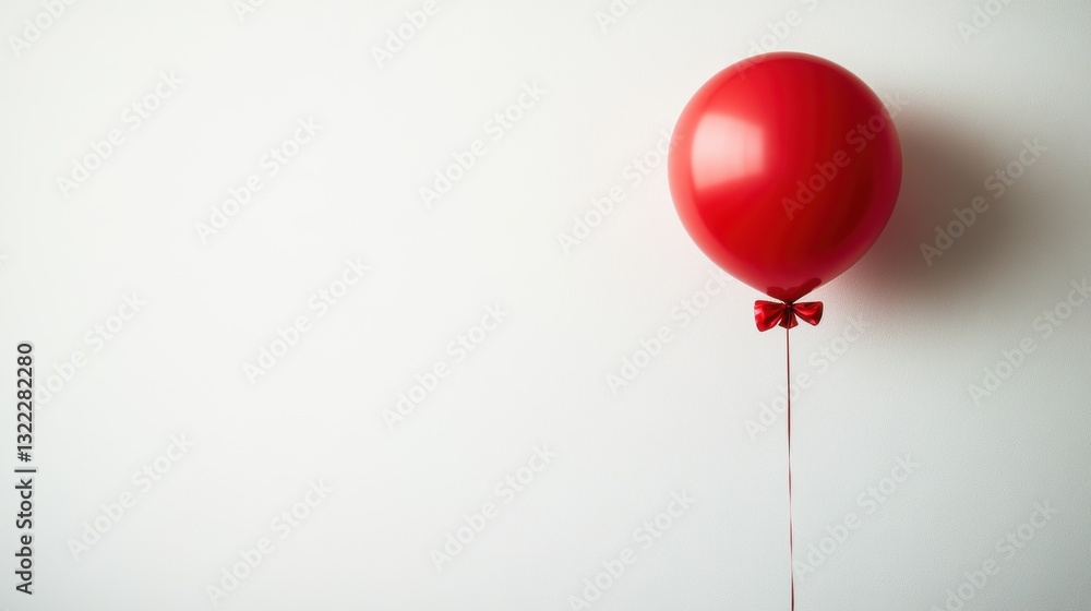 A single, bright red rubber balloon, its string tied with a bow, floats gracefully against a pristine white background, capturing the innocence and simplicity of childhood memories. A single, bright red rubber balloon, its string tied with a bow, floats gracefully against a pristine white background, capturing the innocence and simplicity of childhood memories.