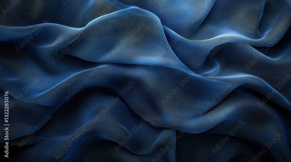 Obraz premium A canvas of deep indigo, where a sheet of dark blue tissue gracefully unfolds, its elegant folds mimicking the gentle waves of a tranquil ocean.