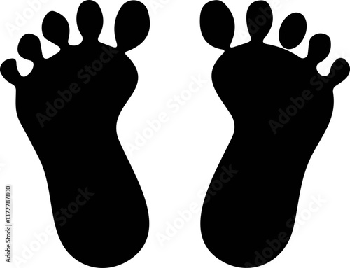 Footprint human silhouette vector. Shoe sole print. Foot print tread, sneakers. Impression icon barefoot Footstep children.