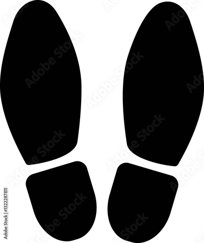 Footprint human silhouette vector. Shoe sole print. Foot print tread, boots, sneakers. Impression icon barefoot Footsteps man and person