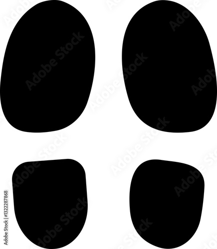 Footprint human silhouette vector. Shoe sole print. Foot print tread, boots, sneakers. Impression icon barefoot Footsteps man and person