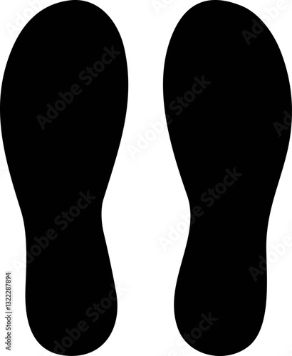 Footprint human silhouette vector. Shoe sole print. Foot print tread, boots, sneakers. Impression icon barefoot Footsteps man and person