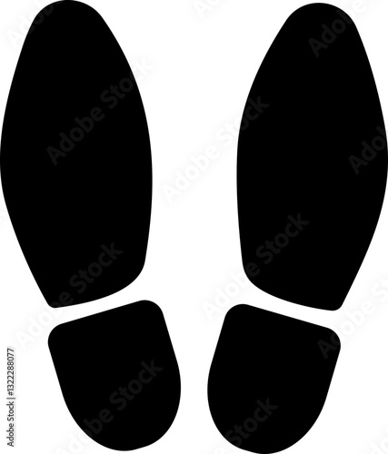 Footprint human silhouette vector. Shoe sole print. Foot print tread, boots, sneakers. Impression icon barefoot Footsteps man and person