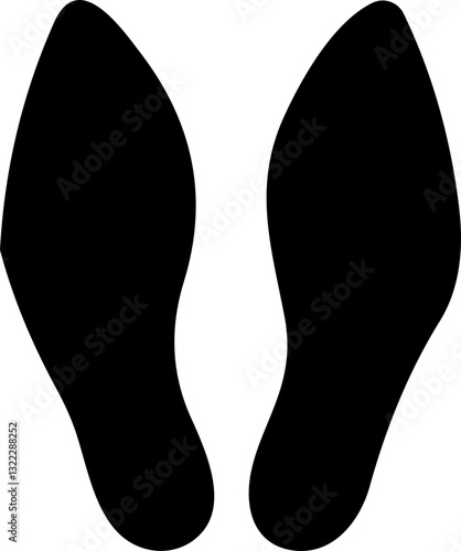 Footprint human silhouette vector. Shoe sole print. Foot print tread, boots, sneakers. Impression icon barefoot Footsteps man and person