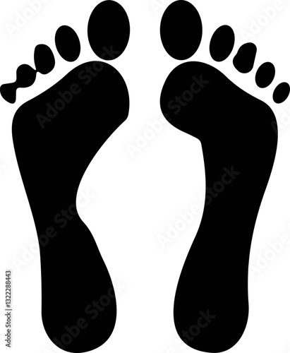 Footprint human silhouette vector. Shoe sole print. Foot print tread, sneaker. Impression icon barefoot Footsteps female