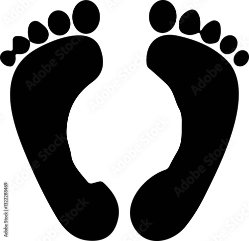 Footprint human silhouette vector. Shoe sole print. Foot print tread, boots, sneakers. Impression icon barefoot Footsteps man and person
