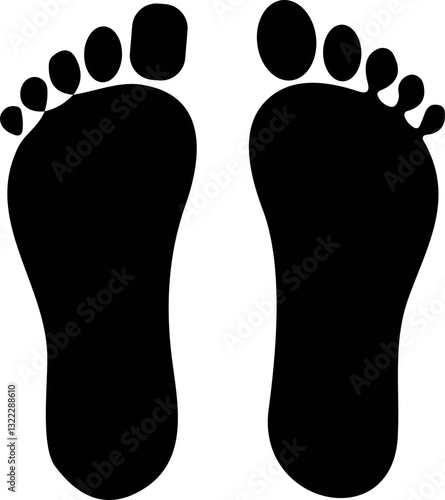Footprint human silhouette vector. Shoe sole print. Foot print tread, boots, sneakers. Impression icon barefoot Footsteps man and person