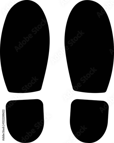 Footprint human silhouette vector. Shoe sole print. Foot print tread, boots, sneakers. Impression icon barefoot Footsteps man and person