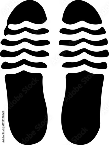 Footprint human silhouette vector. Shoe sole print. Foot print tread, boots, sneakers. Impression icon barefoot Footsteps man and person