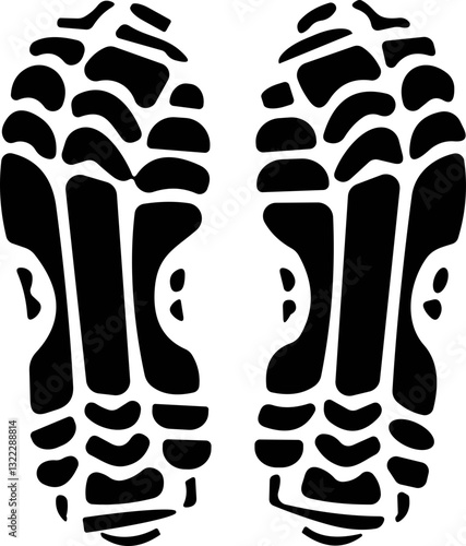 Footprint human silhouette vector. Shoe sole print. Foot print tread, boots, sneakers. Impression icon barefoot Footsteps man and person