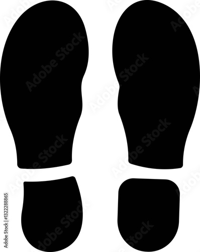 Footprint human silhouette vector. Shoe sole print. Foot print tread, boots, sneakers. Impression icon barefoot Footsteps man and person
