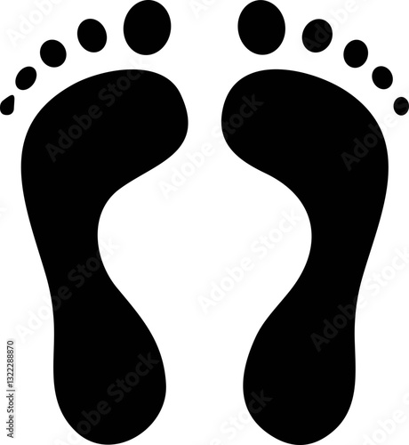 Footprint human silhouette vector. Shoe sole print. Foot print tread, sneaker. Impression icon barefoot Footsteps female