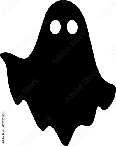 Ghost icon flat Vector. Halloween concept, Cartoon Ghost, black ghost with eyes, spooky character, ghoul or spirit monsters silhouette with spooky faces. Horror holiday flying phantoms or nightmare