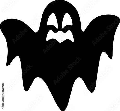 Ghost icon flat Vector. Halloween concept, Cartoon Ghost, black ghost with eyes, spooky character, ghoul or spirit monsters silhouette with spooky faces. Horror holiday flying phantoms or nightmare