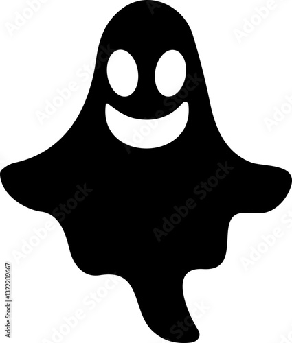 Ghost icon flat Vector. Halloween concept, Cartoon Ghost, black ghost with eyes, spooky character, ghoul or spirit monsters silhouette with spooky faces. Horror holiday flying phantoms or nightmare