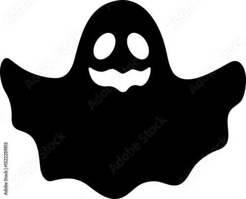 Ghost icon flat Vector. Halloween concept, Cartoon Ghost, black ghost with eyes, spooky character, ghoul or spirit monsters silhouette with spooky faces. Horror holiday flying phantoms or nightmare