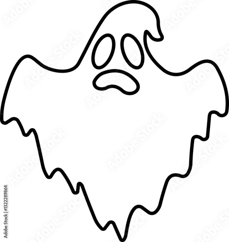 Ghost icon line Vector. Halloween concept, Cartoon Ghost, black ghost with eyes, spooky character, ghoul or spirit monsters silhouette with spooky faces. Horror holiday flying phantoms or nightmare