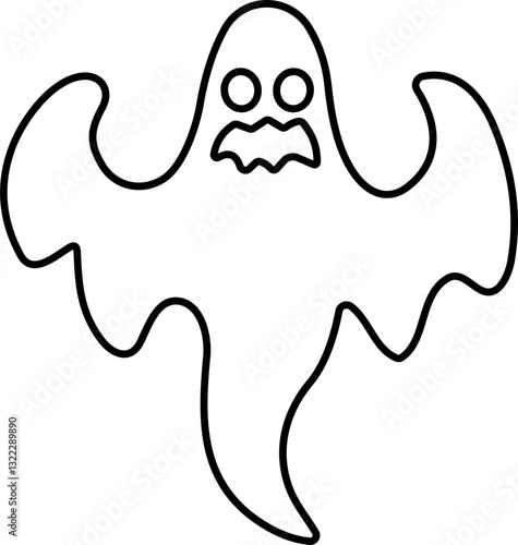 Ghost icon line Vector. Halloween concept, Cartoon Ghost, black ghost with eyes, spooky character, ghoul or spirit monsters silhouette with spooky faces. Horror holiday flying phantoms or nightmare