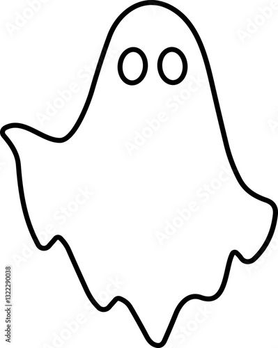 Ghost icon line Vector. Halloween concept, Cartoon Ghost, black ghost with eyes, spooky character, ghoul or spirit monsters silhouette with spooky faces. Horror holiday flying phantoms or nightmare