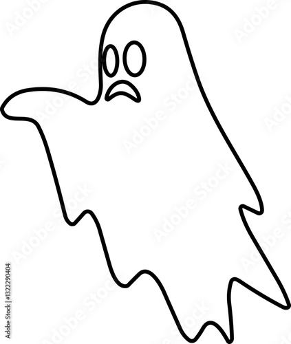 Ghost icon line Vector. Halloween concept, Cartoon Ghost, black ghost with eyes, spooky character, ghoul or spirit monsters silhouette with spooky faces. Horror holiday flying phantoms or nightmare