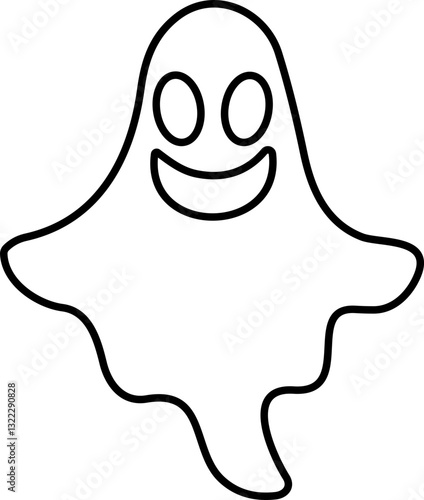 Ghost icon line Vector. Halloween concept, Cartoon Ghost, black ghost with eyes, spooky character, ghoul or spirit monsters silhouette with spooky faces. Horror holiday flying phantoms or nightmare
