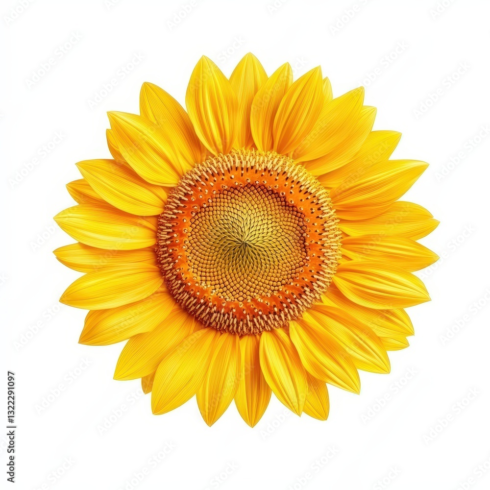 Fototapeta premium Bright Yellow Sunflower In Bloom: Nature's Vibrant Botanical Beauty. Isolated on white background