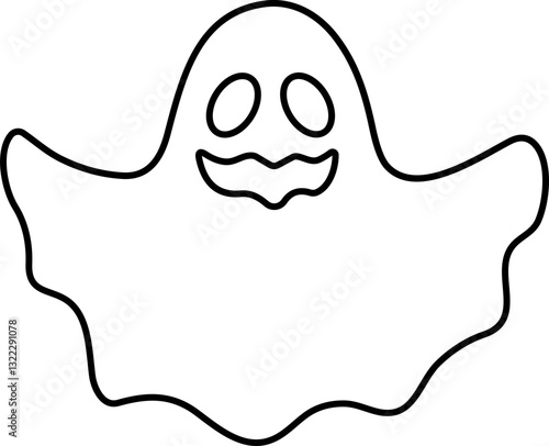 Ghost icon line Vector. Halloween concept, Cartoon Ghost, black ghost with eyes, spooky character, ghoul or spirit monsters silhouette with spooky faces. Horror holiday flying phantoms or nightmare