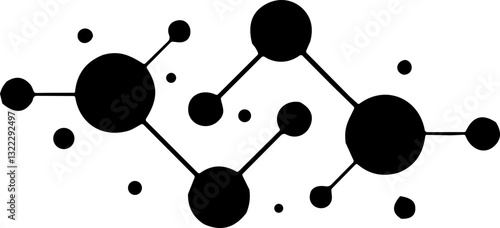 Atomic structure and molecule network vector in modern flat and outline styles. Connection diagram and particle for chemistry, physics, biology, and science illustrations