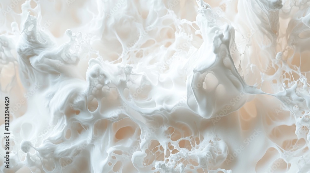 Soft white textures blend together, forming intricate patterns with a dreamlike quality. The composition suggests fluid movement and lightness, engaging the viewer's imagination Soft white textures blend together, forming intricate patterns with a dreamlike quality. The composition suggests fluid movement and lightness, engaging the viewer's imagination