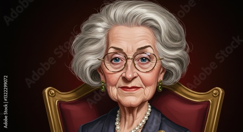Caricature of a Wealthy Elderly Woman in Goosepunk Style