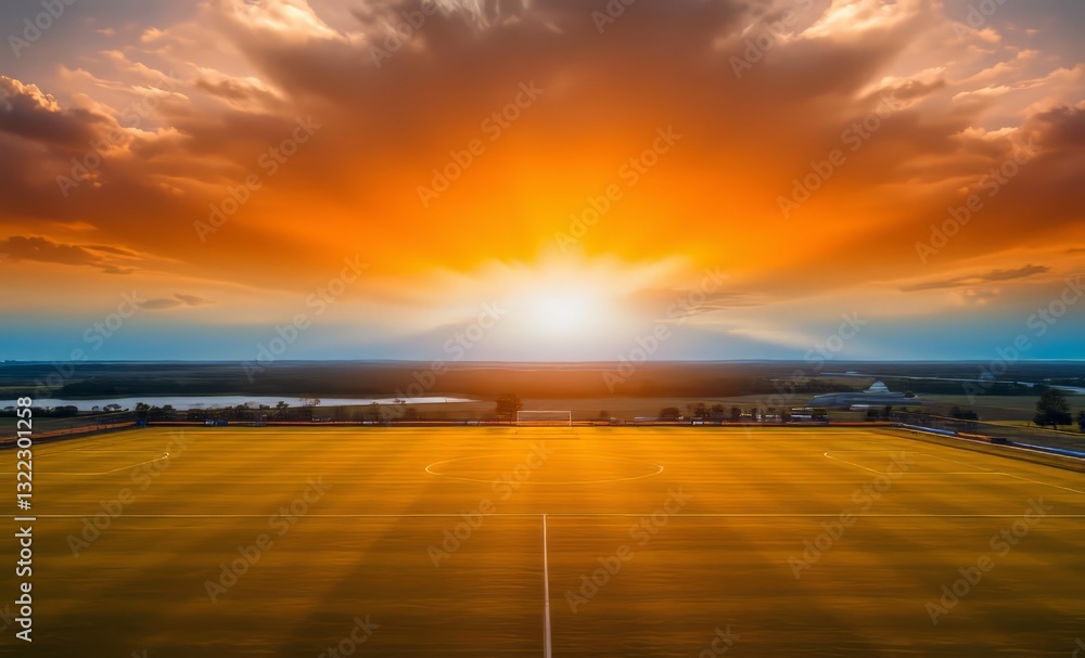 A dramatic sunset over a soccer field casting long shadows and creating a warm golden glow fields field nature landscape background summer farm green countryside sky spring plant agriculture rural sun A dramatic sunset over a soccer field casting long shadows and creating a warm golden glow fields field nature landscape background summer farm green countryside sky spring plant agriculture rural sun