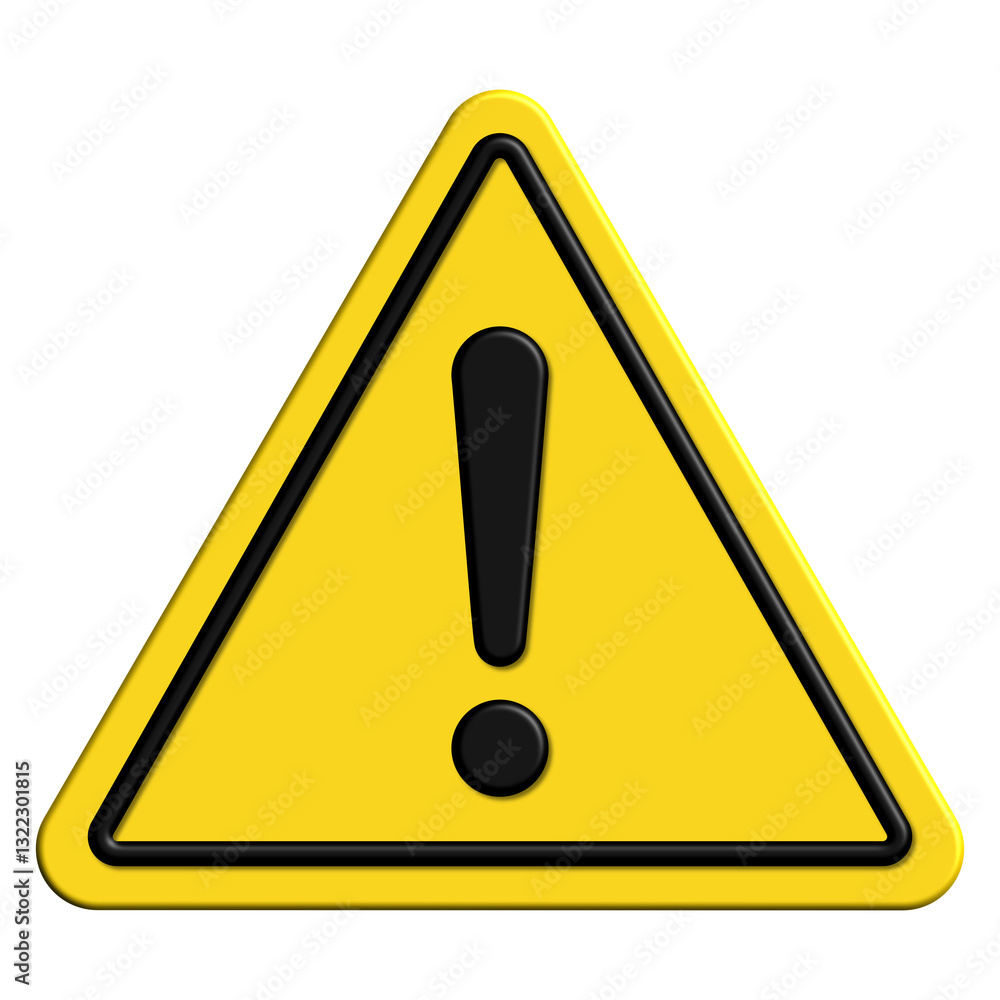 A bright yellow 3D warning sign is prominently displayed in an urban area to alert pedestrians and drivers. Its design enhances visibility and conveys caution effectively. A bright yellow 3D warning sign is prominently displayed in an urban area to alert pedestrians and drivers. Its design enhances visibility and conveys caution effectively.