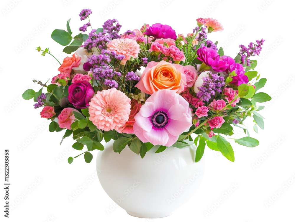 Fototapeta premium Colorful flower arrangement in a white vase for decoration