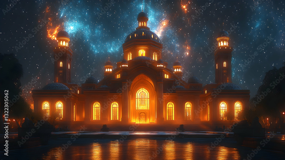 Obraz premium Majestic mosque under cosmic night
