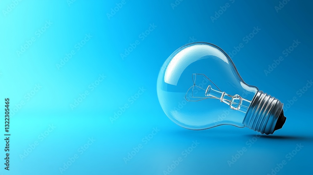 3D Light Bulb Icon With Isolated Blue Background 3D Light Bulb Icon With Isolated Blue Background