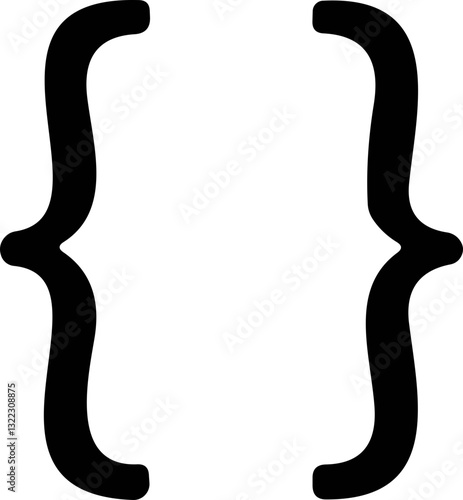 Curly braces and square brackets icons pack. Text quotes, oval parentheses, punctuation signs. Decorative typography shapes for elegant modern design.