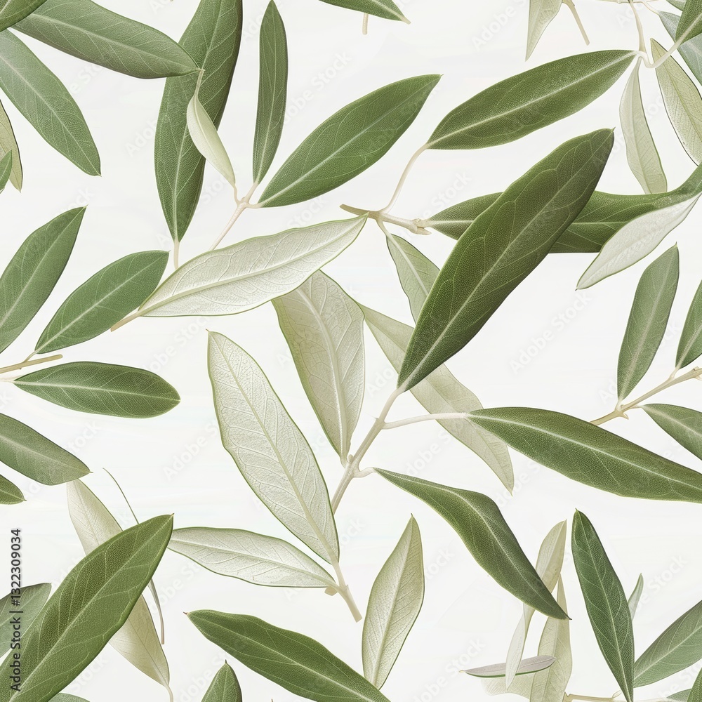 Fototapeta premium A pattern of nearly invisible olive tree leaf with light green edges against a clean and simple background