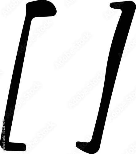 Braces or curly brackets icon. Small and square bracket or braket collection. Text brackets collection for messages, quotas. Oval, retro parentheses and punctuation shapes.