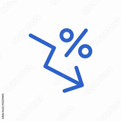 amount percentage fall icon sign vector