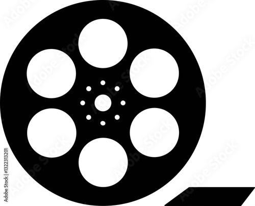 Old retro reel with film strip. Film reel movie icon. Strip vintage poster vector illustration. film canisters. cinema abstract logo