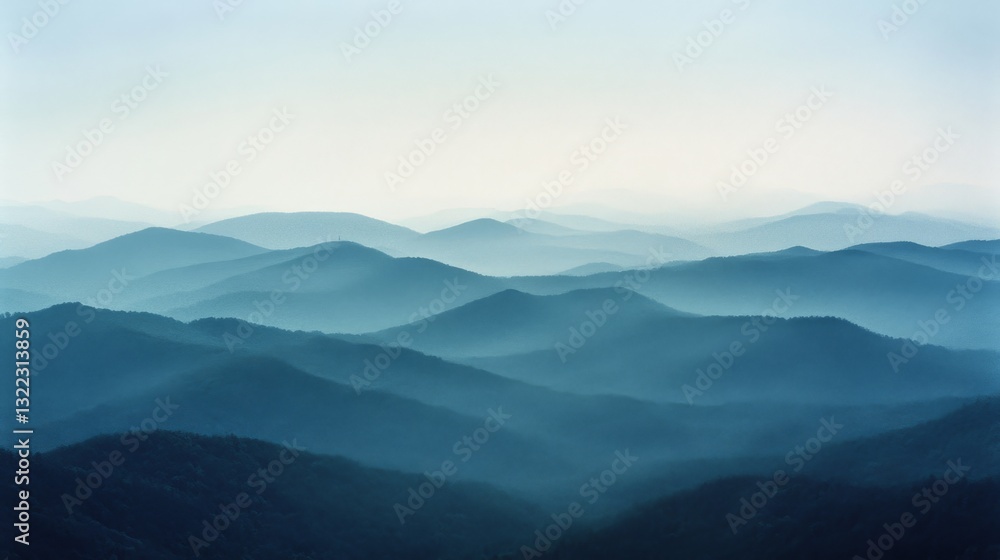 Rolling blue mountains fade into the misty horizon, creating a serene and endless landscape, embodying tranquility and natural beauty. Rolling blue mountains fade into the misty horizon, creating a serene and endless landscape, embodying tranquility and natural beauty.