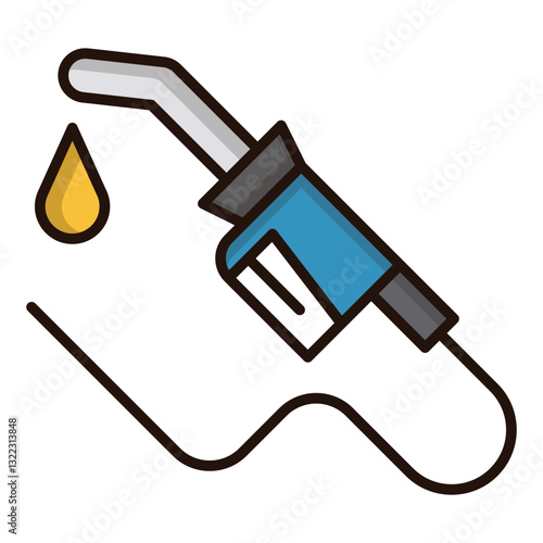 A Fuel Nozzle Dispensing Golden Oil, Symbolizing Energy And Power, Depicted In A Vibrant, Cartoonish Style With Bold Outlines And Flat Colors