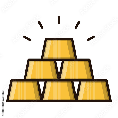 A Glistening Pyramid Of Gold Bars Symbolizing Wealth, Success, And Prosperity, Shining Brightly Under A Spotlight With A Simple, Clean Graphic Style